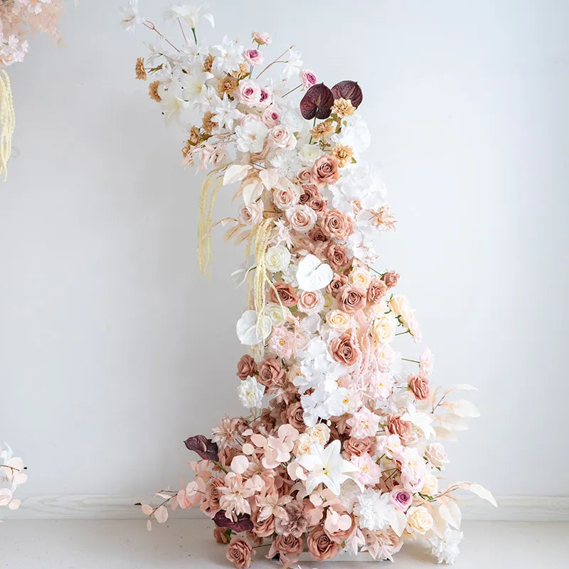 Uflower Brown Floral Arrangement Horn Arch Wedding Backdrop Props SET80222-01