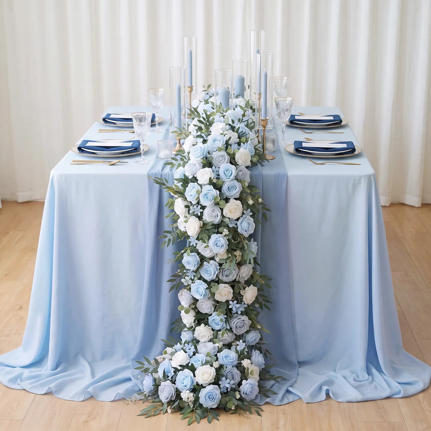 Uflower Romantic Blue Wedding Decor One-Stop Styling | Bridal Bouquet, Boutonnieres, Table Flowers