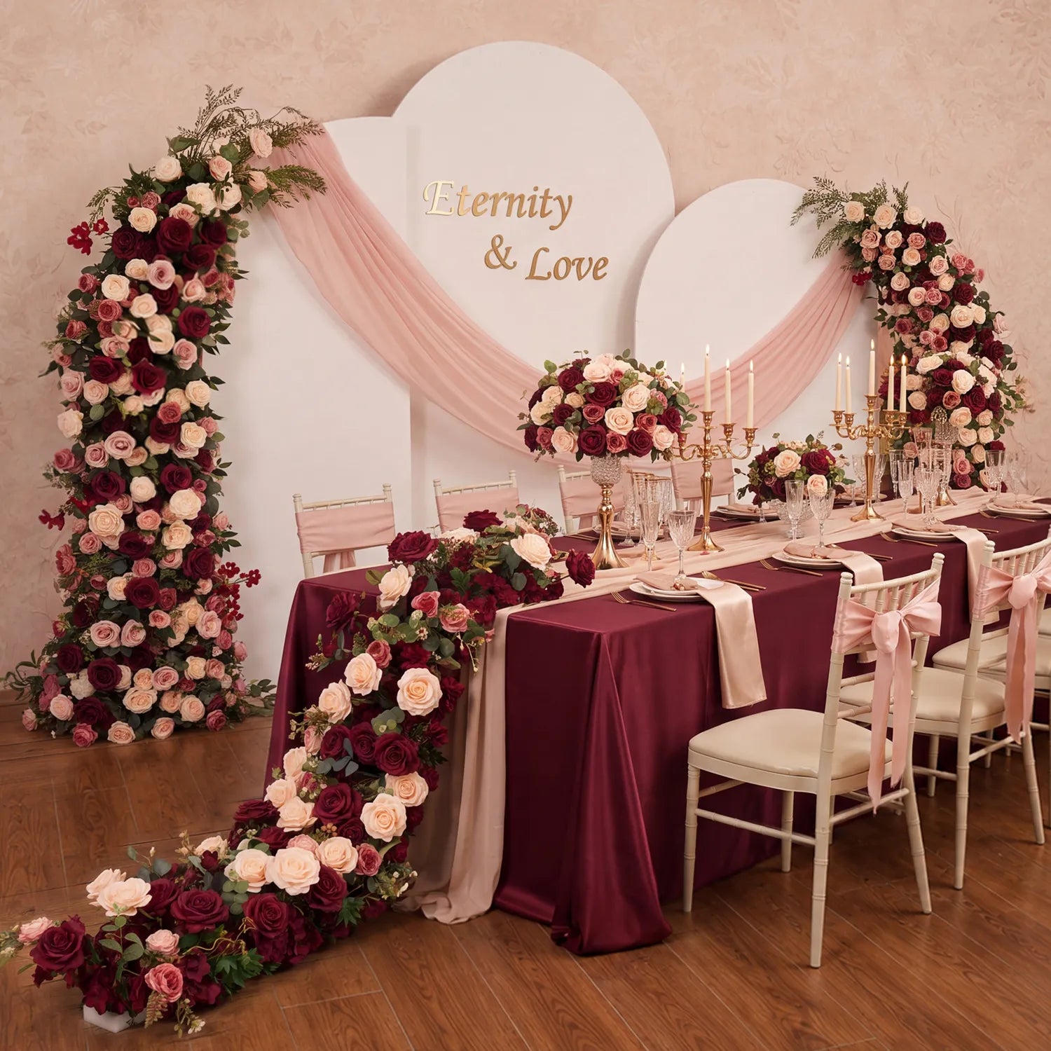 Uflower Red Wedding Decor Set | Horn Arch,Table Centerpiece &Table Runner |Multiple Sizes, One-Stop Styling
