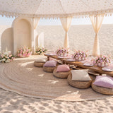 Romantic Pink Beach Wedding Decor | Ground Flowers & Table Flowers