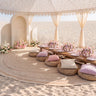 Romantic Pink Beach Wedding Decor | Ground Flowers & Table Flowers