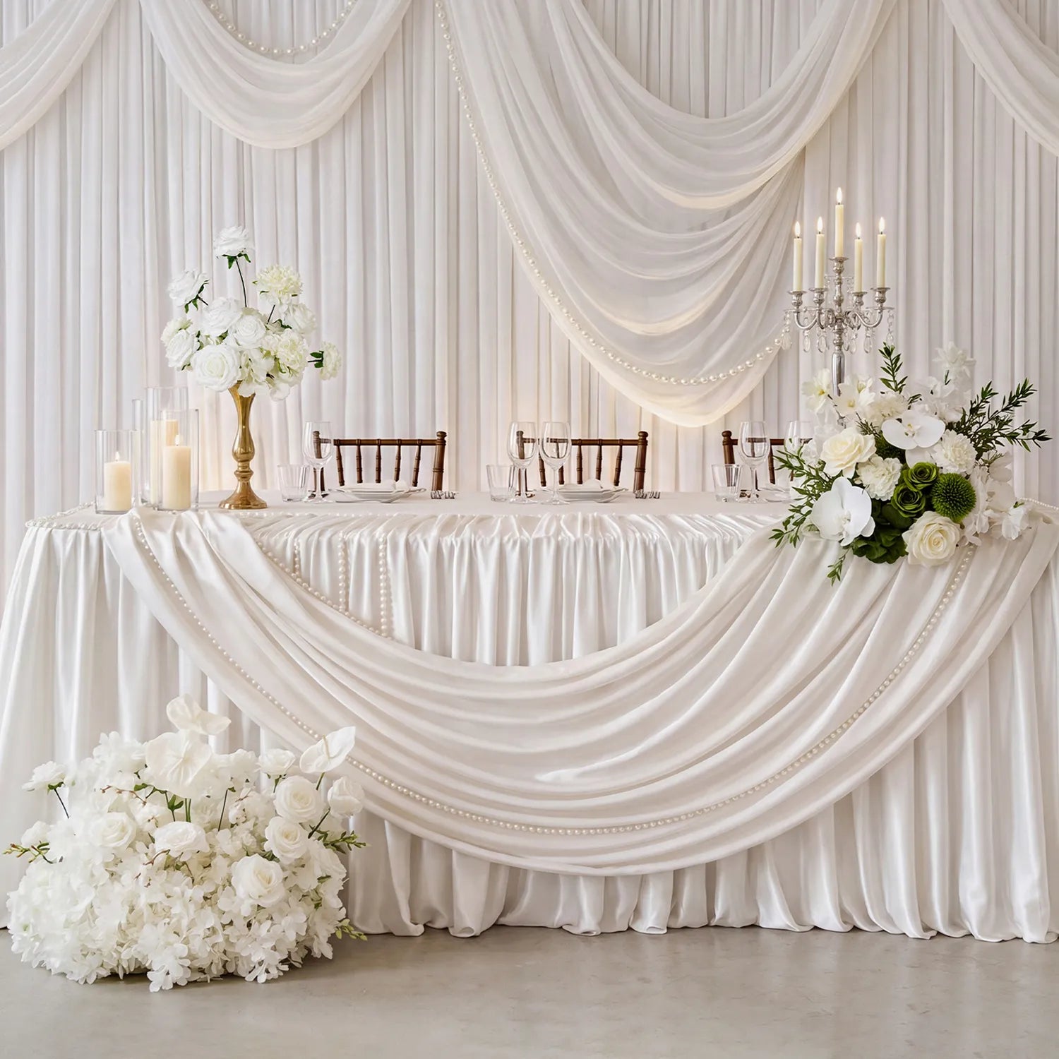 Uflower Elegant Minimalist White Sweetheart Table Decor | One-Stop Styling