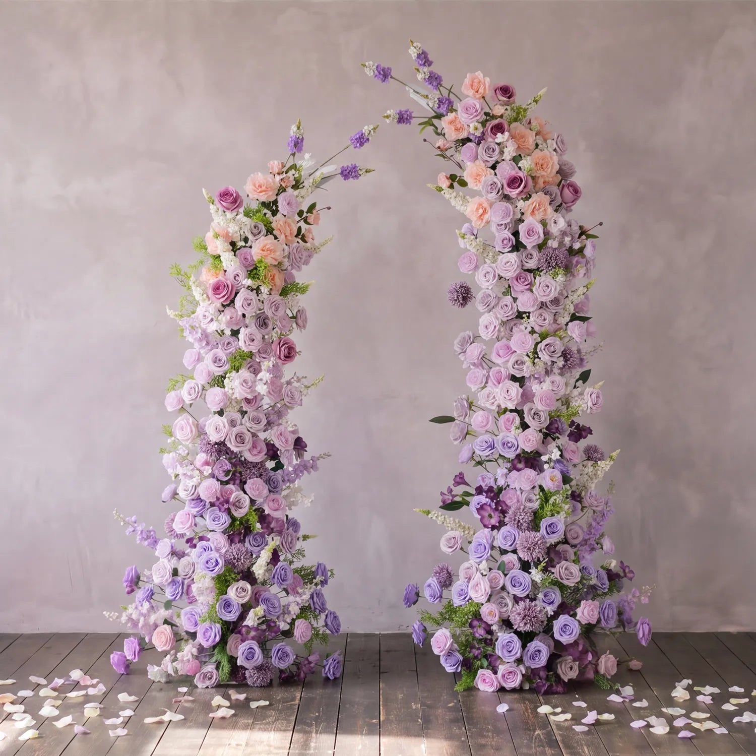 Uflower Taro Purple Wedding Decorations | One-Stop Wedding Styling with Arch, Bridal Bouquet, Chair Flowers & Floral Rows
