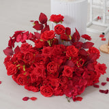 Uflower Rose Rouge Artificielle Mariage KT Toile de Fond Décoration Rangée de Fleurs SET80203