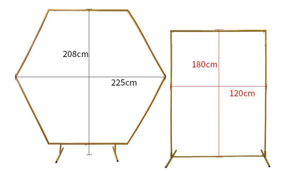 Hexagonal square iron arch wedding party background decoration - Uflower