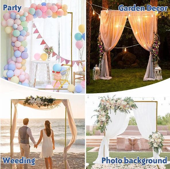 Hexagonal square iron arch wedding party background decoration - Uflower