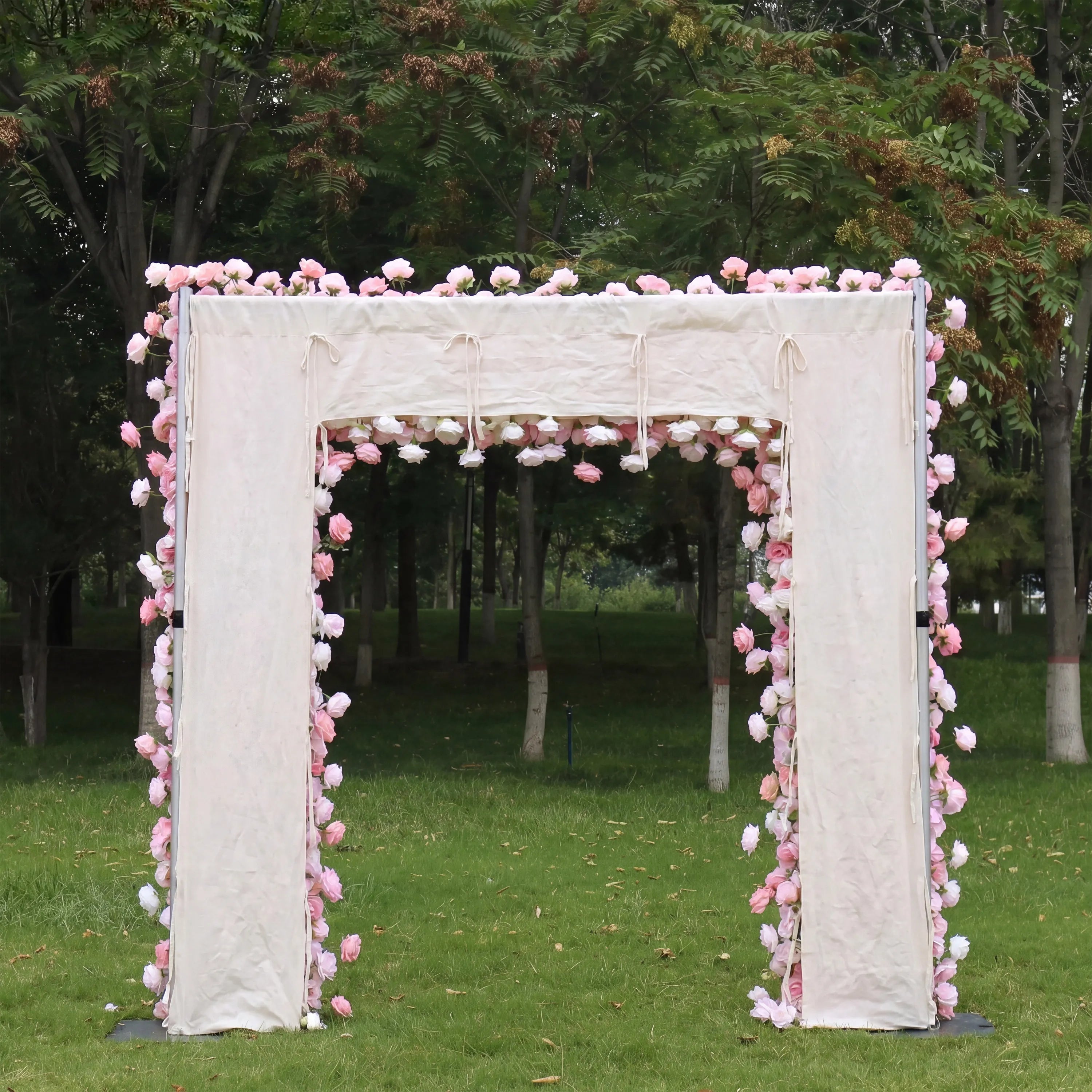 Uflower Pink Rose Floral Square Arch Wedding Party Backdrop Decoration DD00500