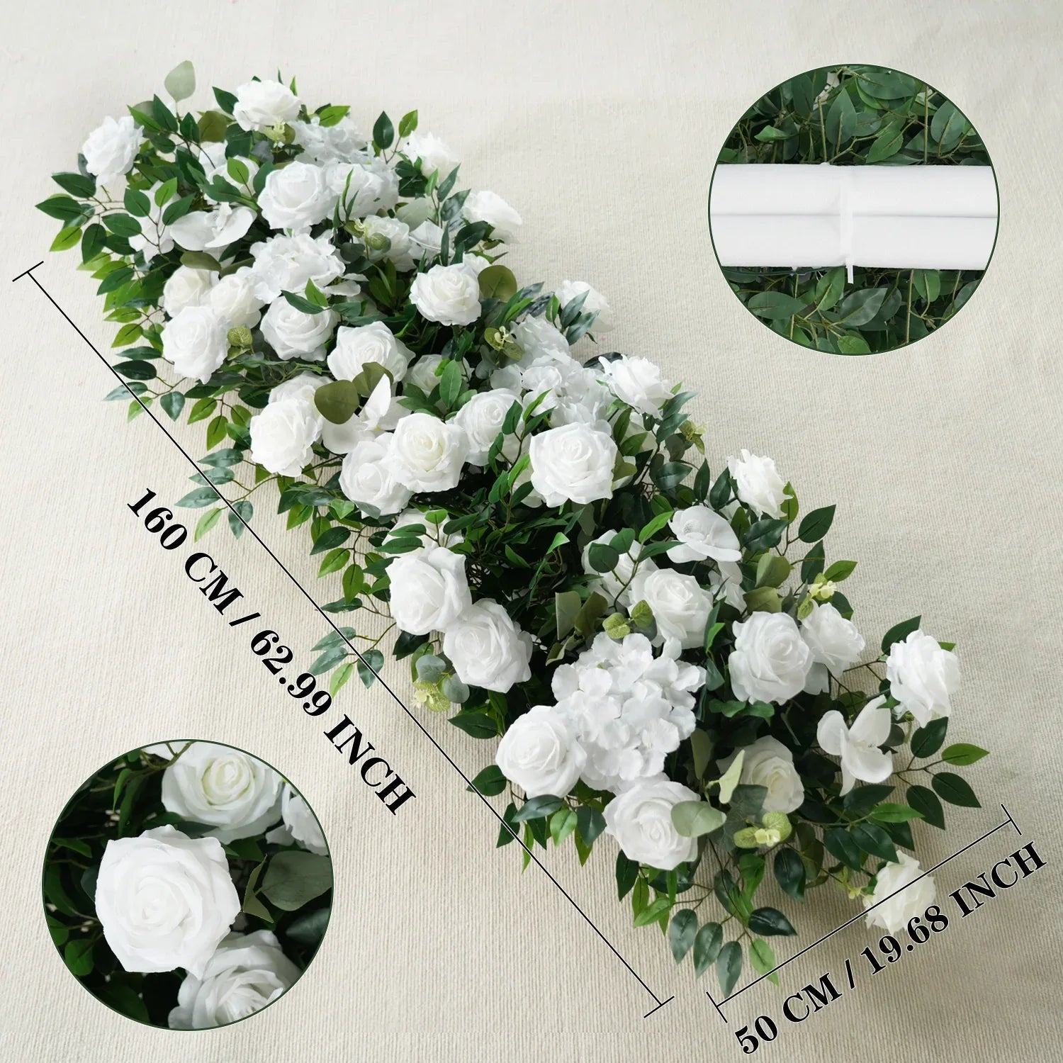 Uflower Green White Rose Willow Leaves Wedding Background Arch Decoration Flower Arrangement SET80086 - Uflower