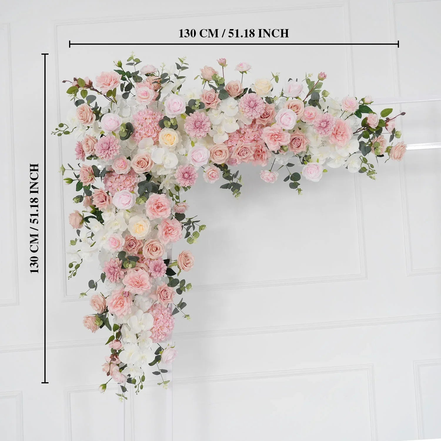 Uflower Wedding Backdrop Pink Rose Green Leaf Floral Arrangement SET80128 - Uflower