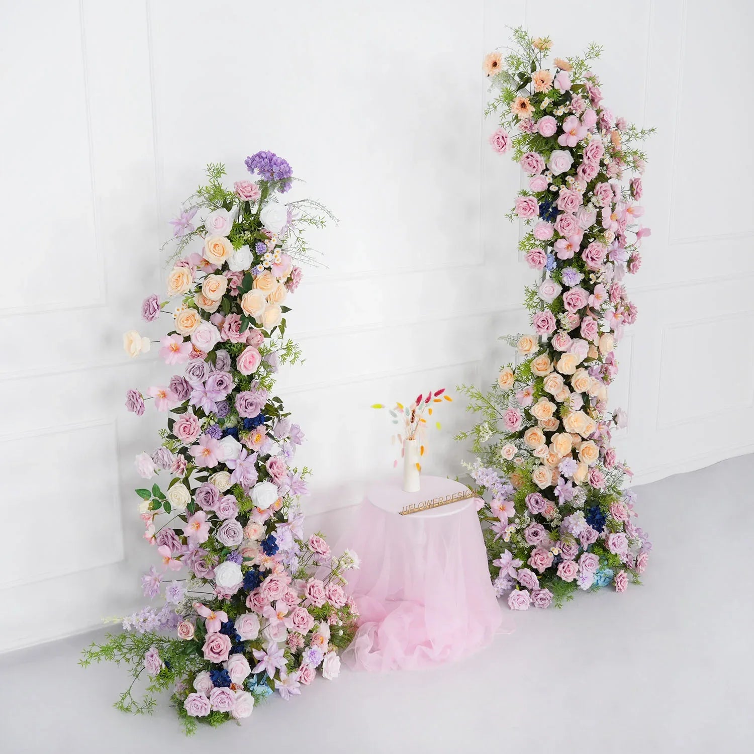Uflower Pink Purple Rose Floral Arch Wedding Backdrop Decor SET80100 - Uflower