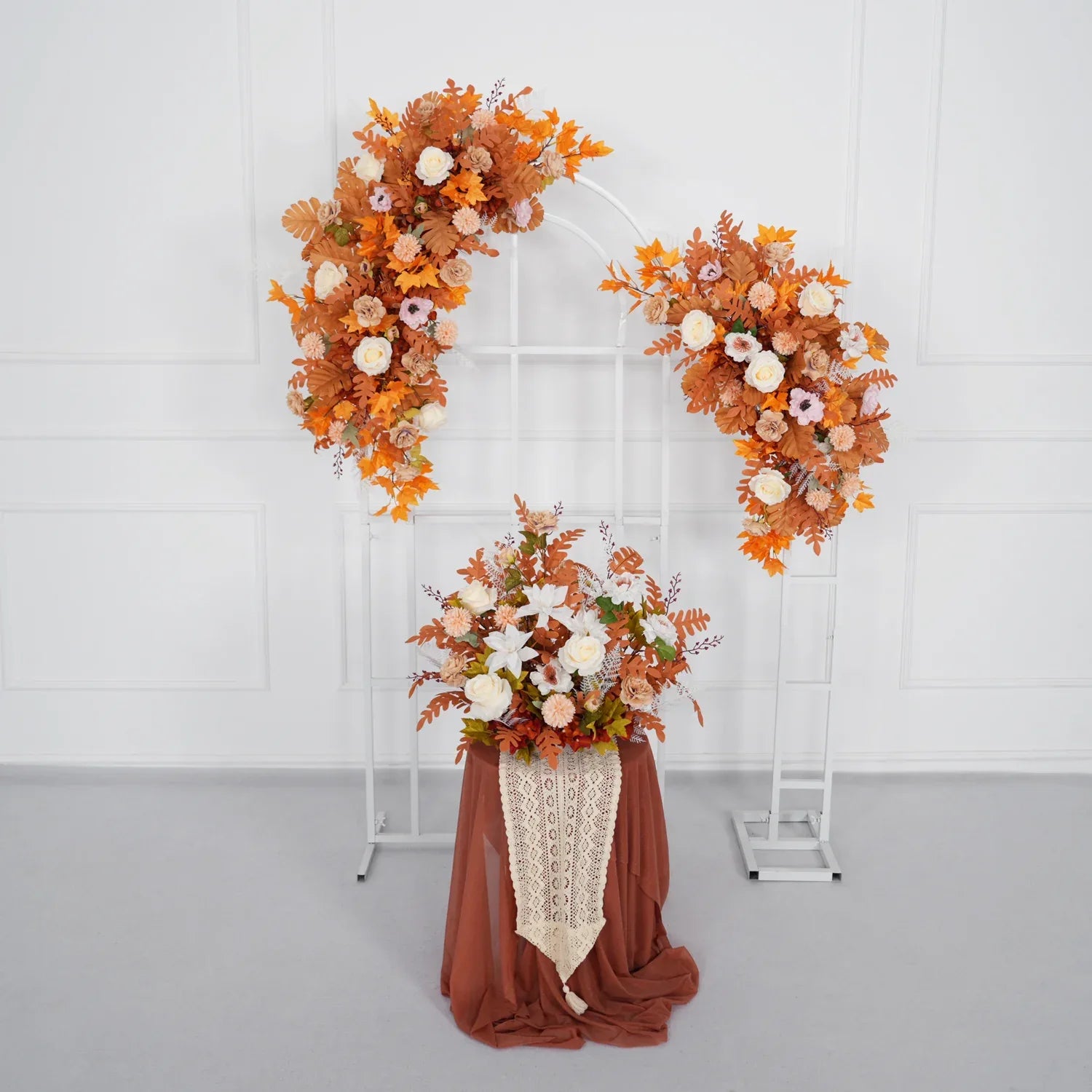 Artificial Orange Wedding KT Backdrop Flower Row Decor SET80073 - Uflower