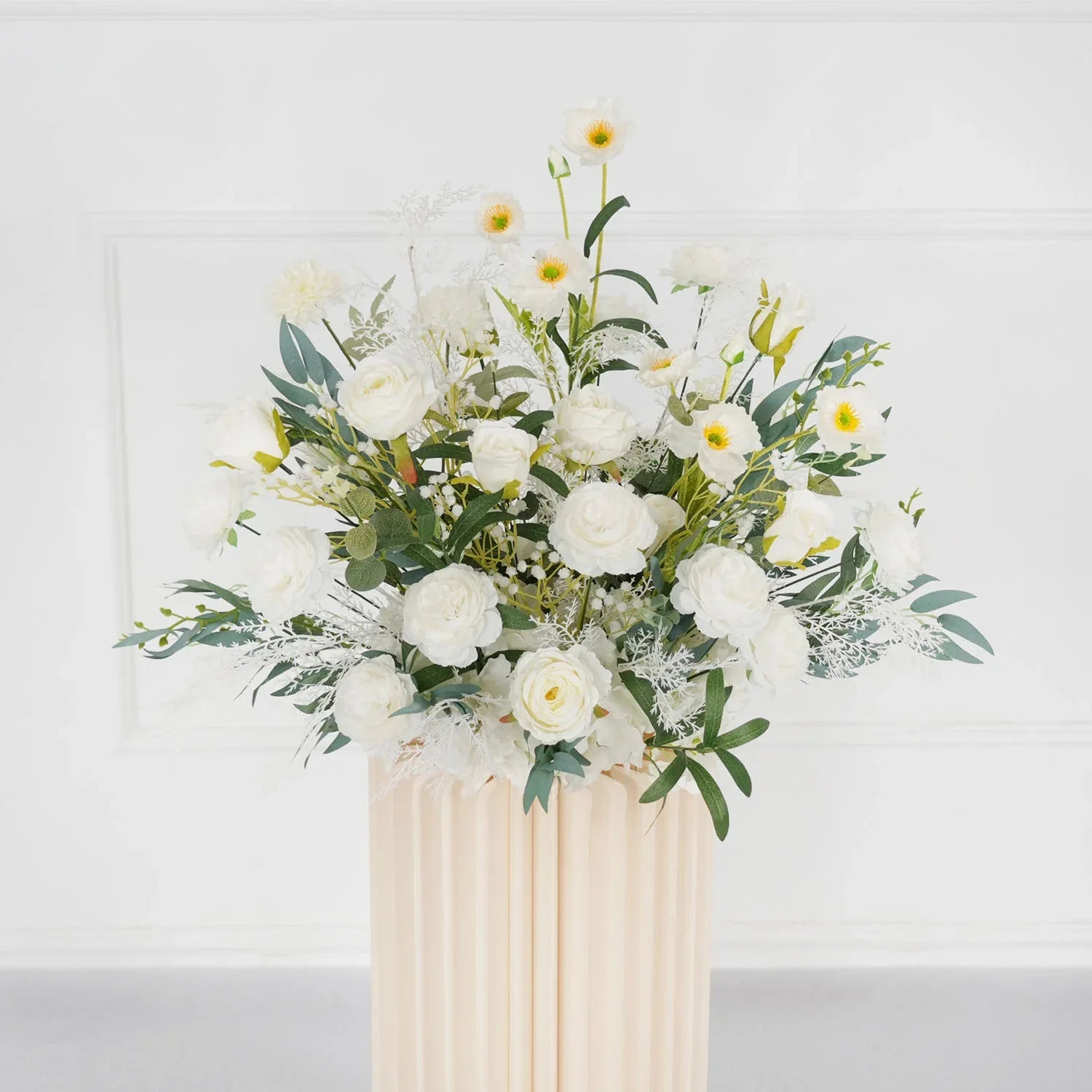 Artificial White Green Wedding KT Backdrop Flower Row Decor SET80075 - Uflower