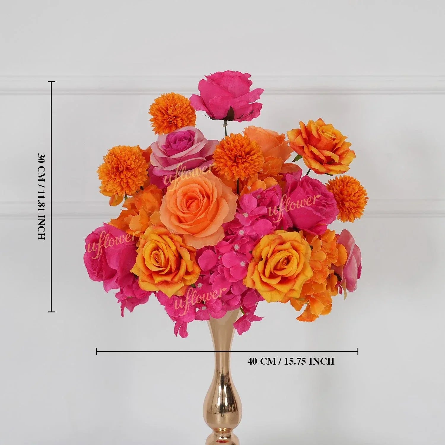 Uflower Rose Red Orange Flower Wedding Backdrop Arch Floral Arrangement SET80202 - Uflower