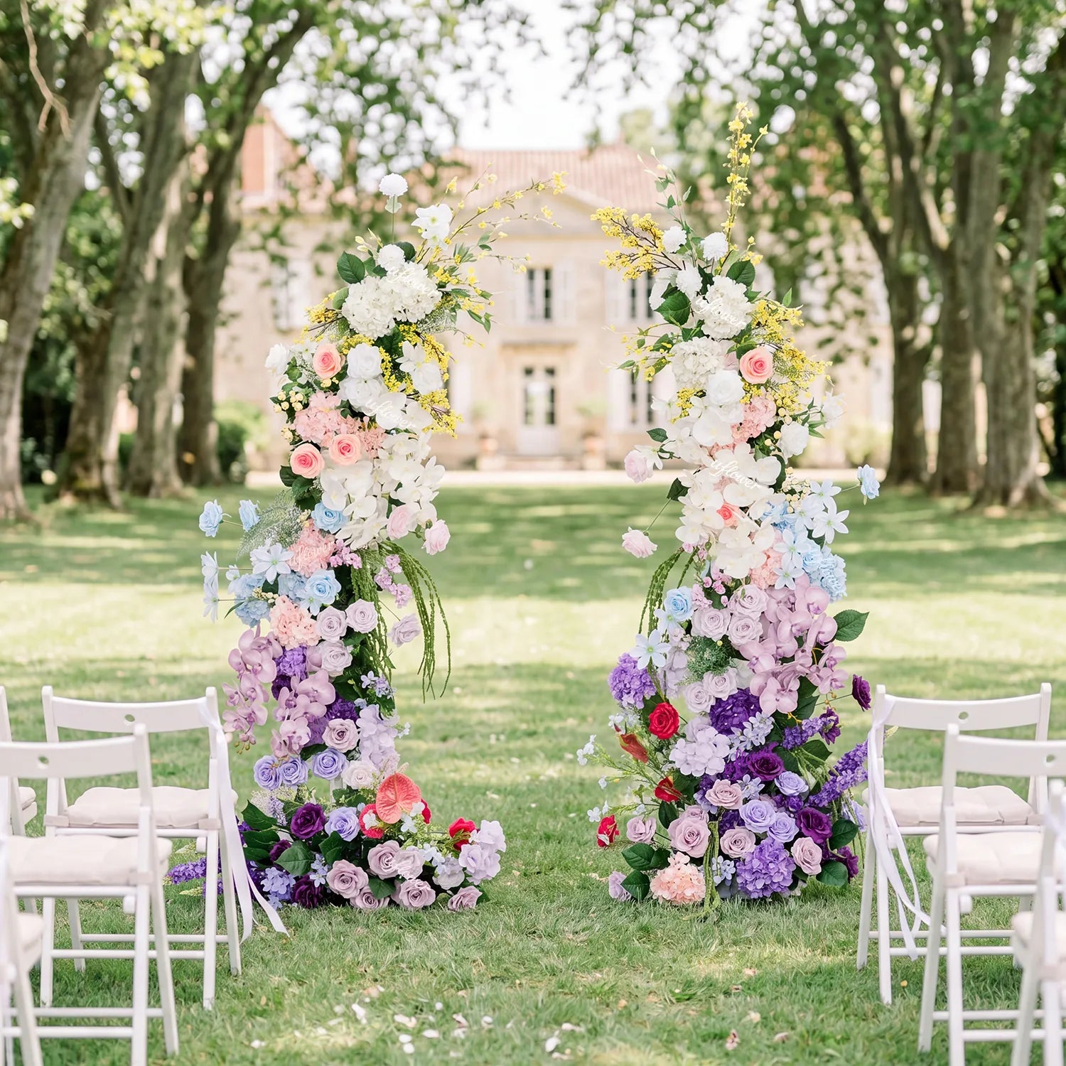 Uflower Purple Horn Arch Wedding Backdrop Party Event Decor Props SET80250-01
