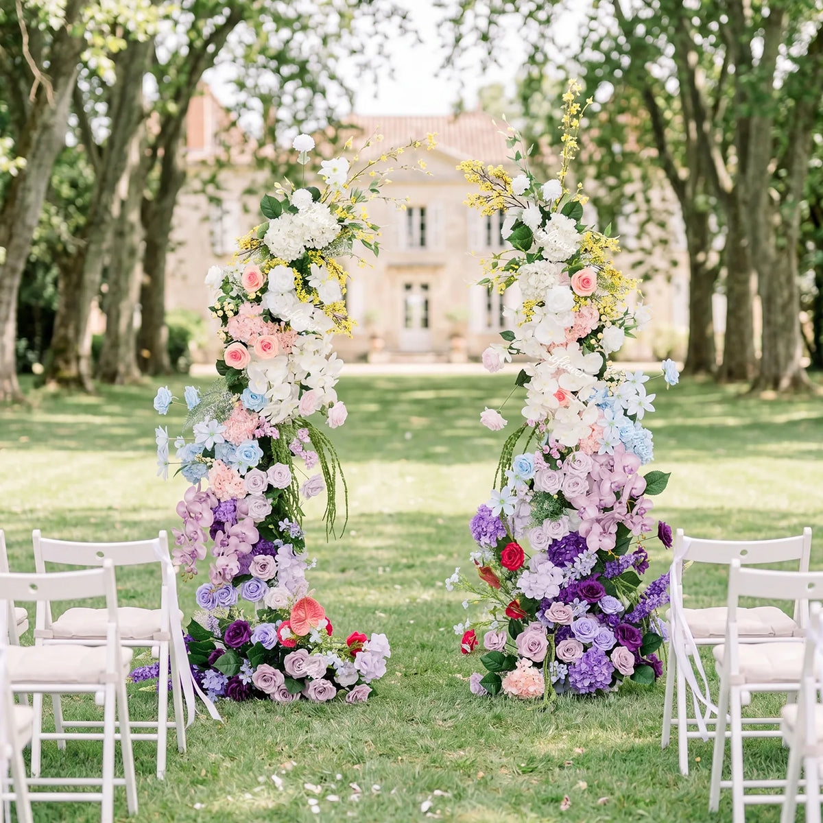 Uflower Purple Horn Arch Wedding Backdrop Party Event Decor Props SET80250-01