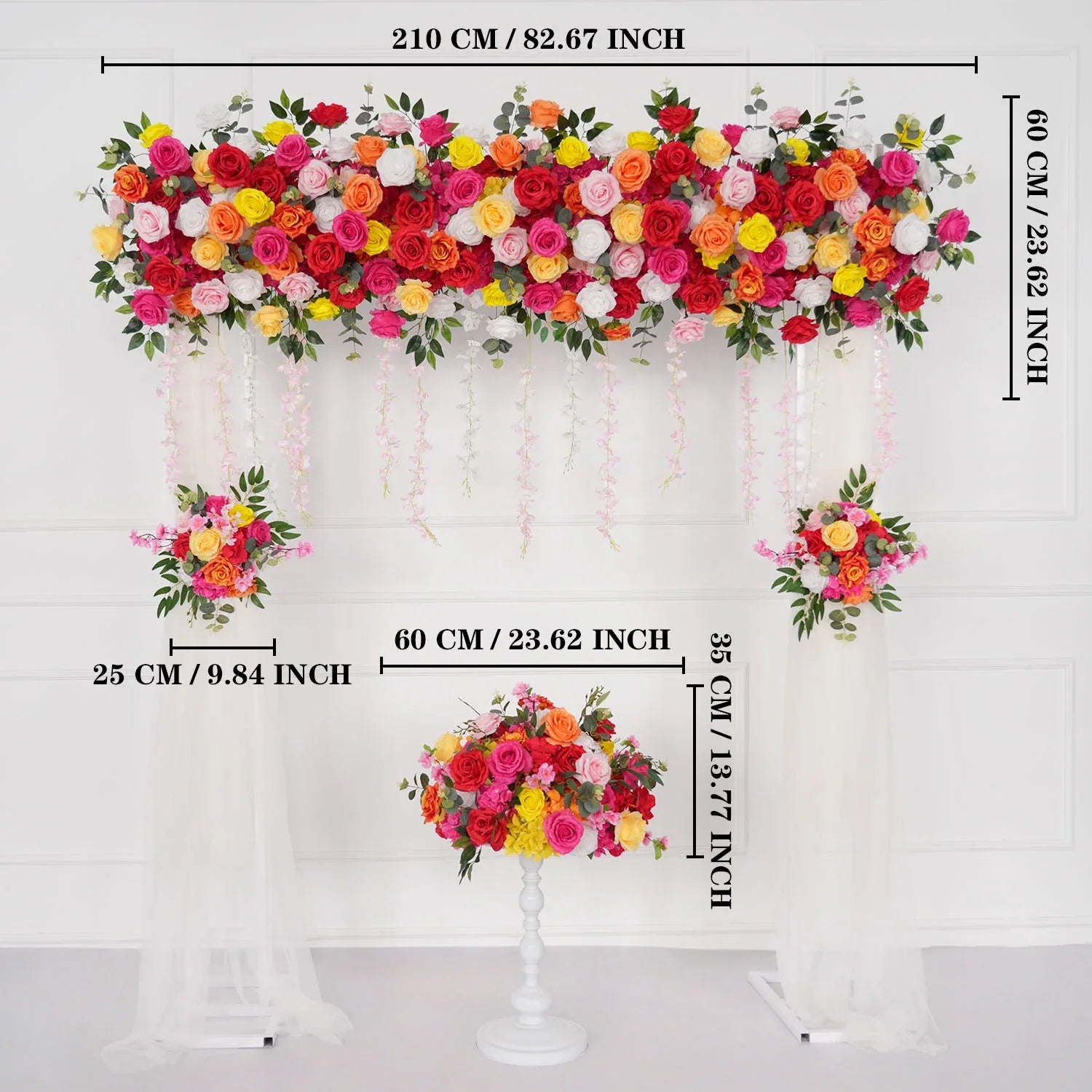 Uflower Colorful Artificial Wedding KT Backdrop Flower Row Decor SET80115 - Uflower