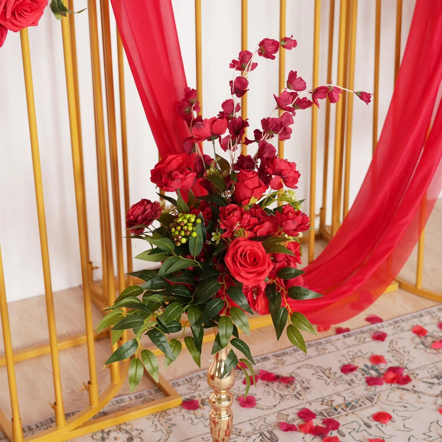 Uflower Artificial Red Wedding KT Backdrop Flower Decor SET80059 - Uflower