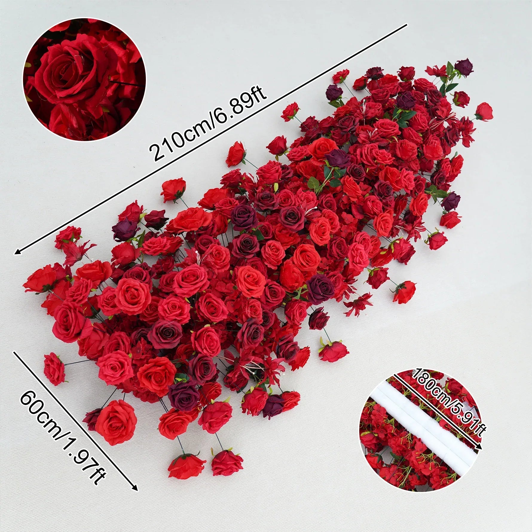 Uflower Artificial Flower Arch 5D Red Burgundy Roses Wedding Decor SET80044 - Uflower
