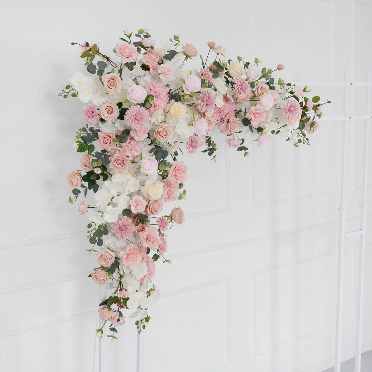 Uflower Wedding Backdrop Pink Rose Green Leaf Floral Arrangement SET80