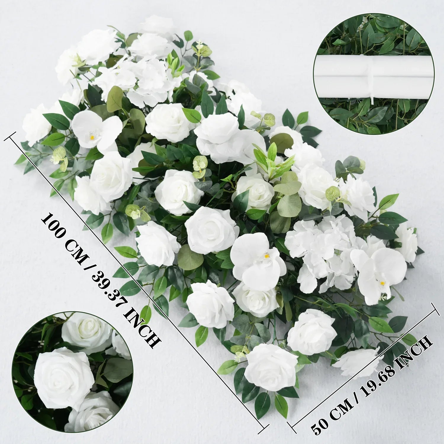 Uflower Green White Rose Willow Leaves Wedding Background Arch Decoration Flower Arrangement SET80086 - Uflower