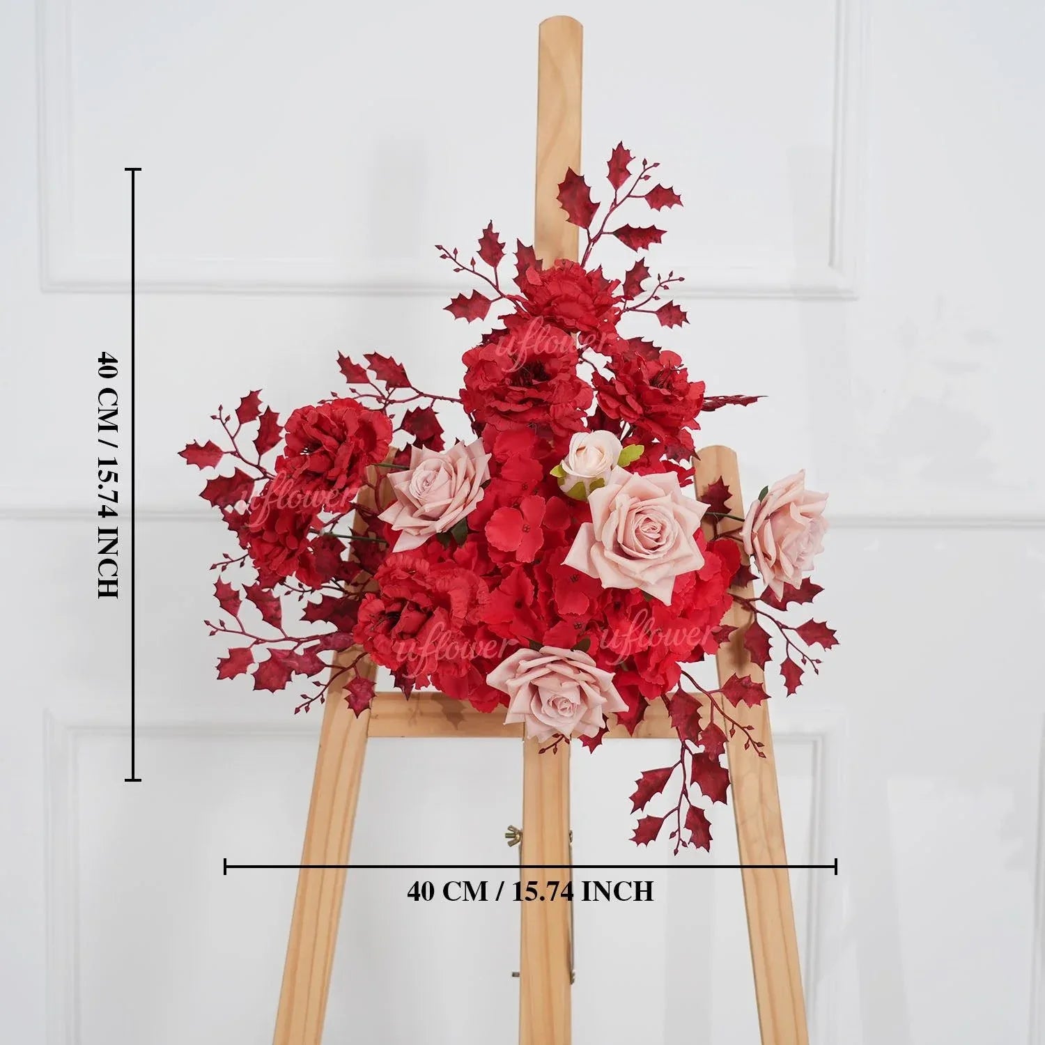 Uflower Red Flower Row Decor KT Board Wedding Arrangement Props SET80164 - Uflower