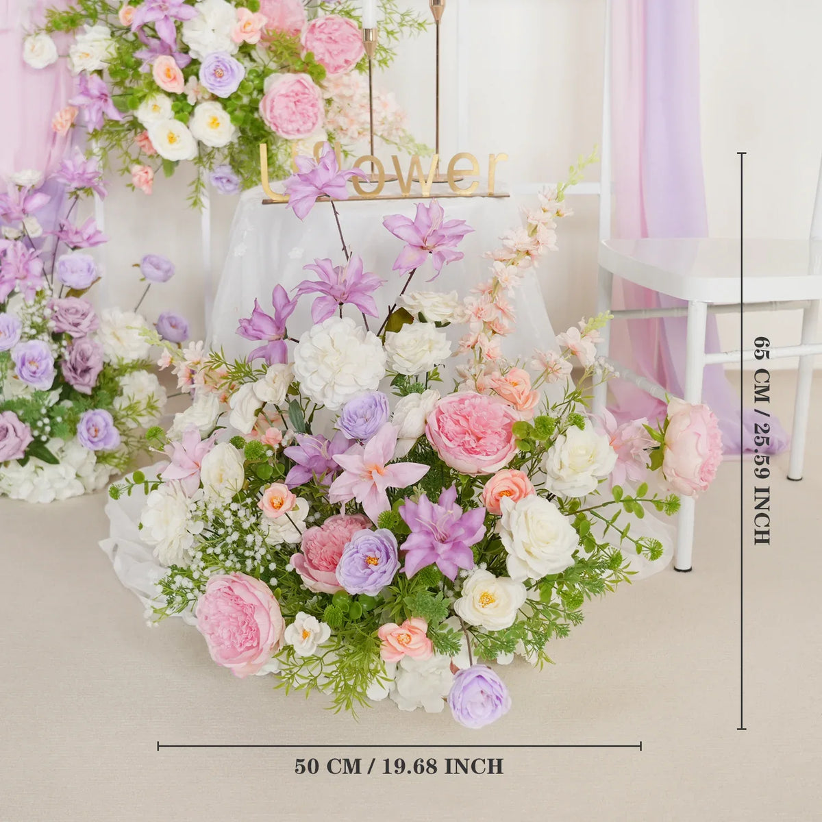 Uflower Artificial Purple Pink Wedding KT Backdrop Flower Row Decor SET80077 - Uflower