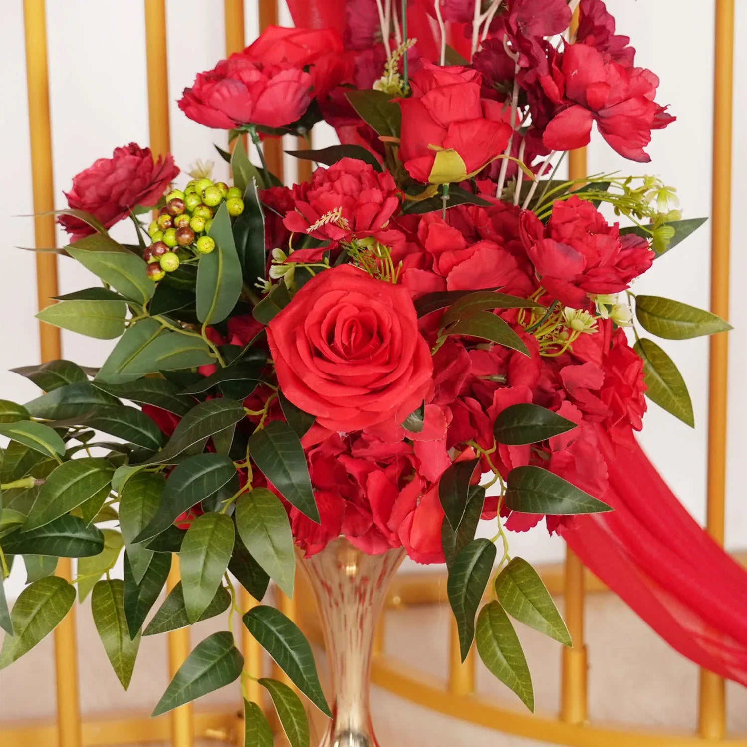 Uflower Artificial Red Wedding KT Backdrop Flower Decor SET80059 - Uflower