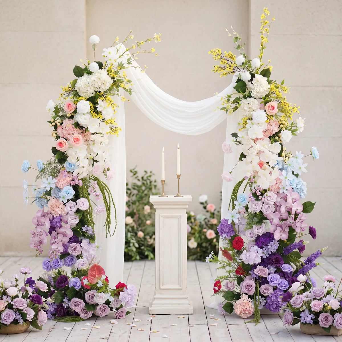 Uflower Purple Horn Arch Wedding Backdrop Party Event Decor Props SET80250-01