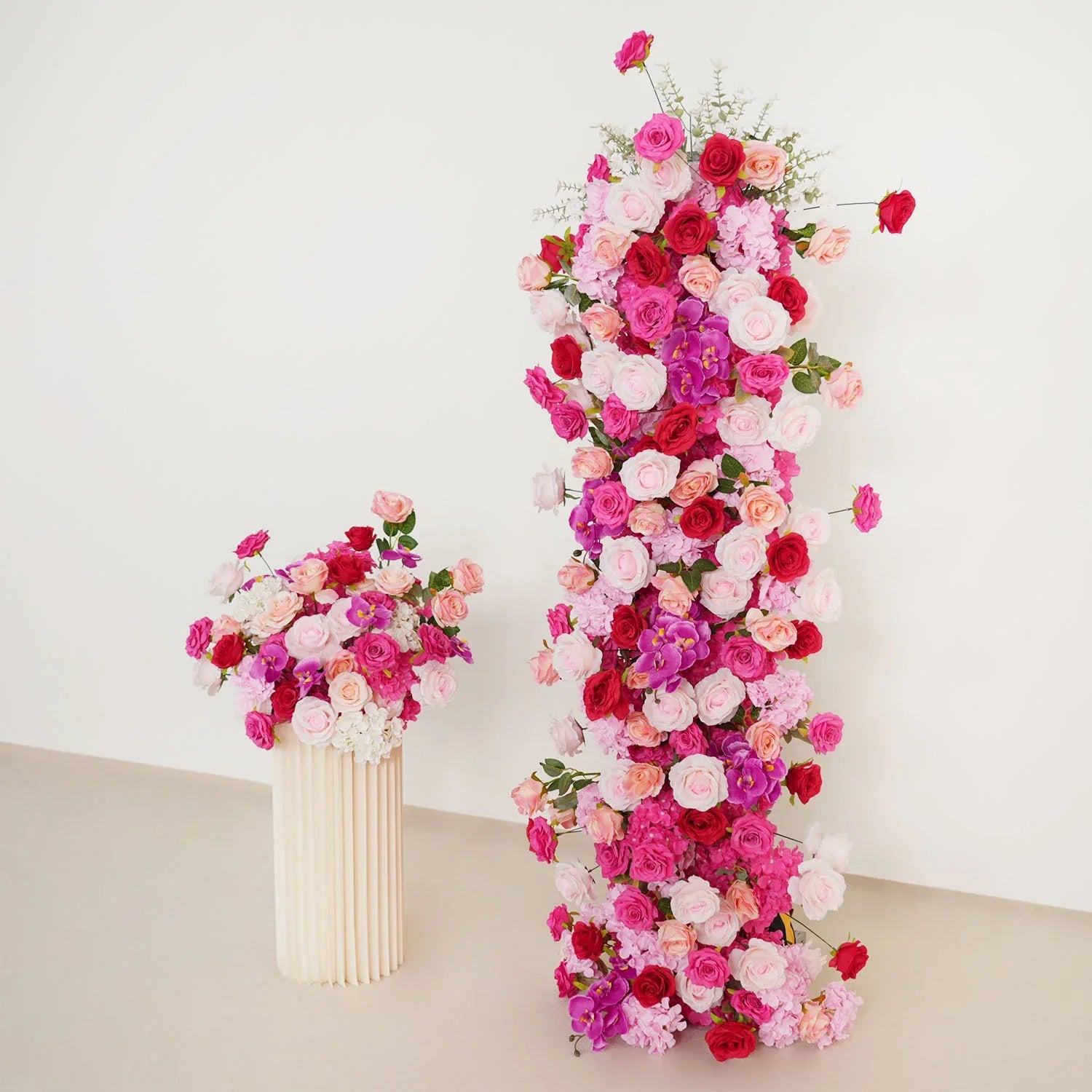 Uflower Pink Rose Wedding Background Arch KT Board Decoration Flower Arrangement SET80082 - Uflower