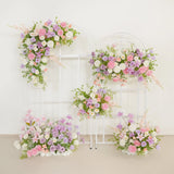 Uflower Artificial Purple Pink Wedding KT Backdrop Flower Row Decor SET80077 - Uflower