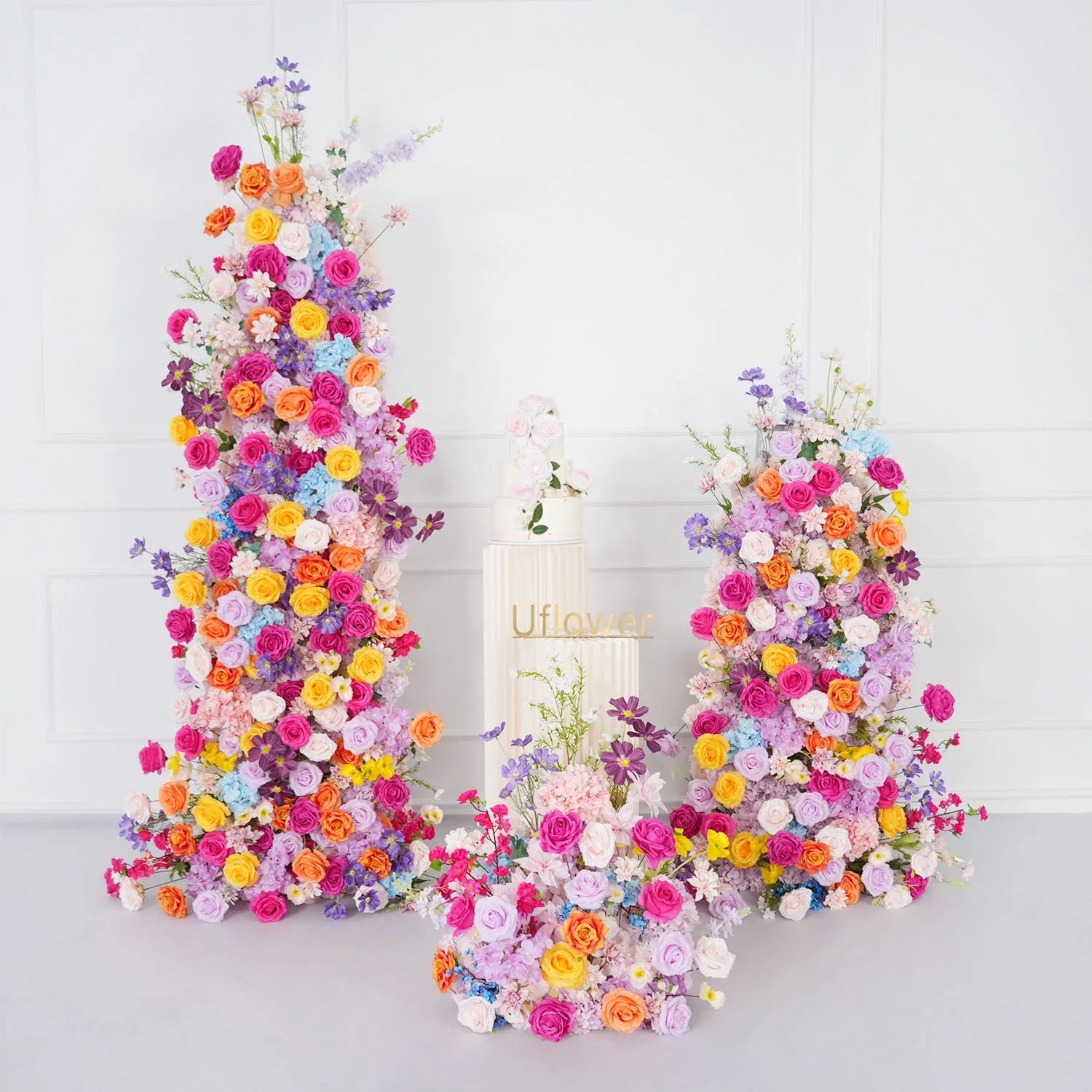 Uflower Colorful Artificial Wedding KT Backdrop Flower Row Decor SET80081 - Uflower