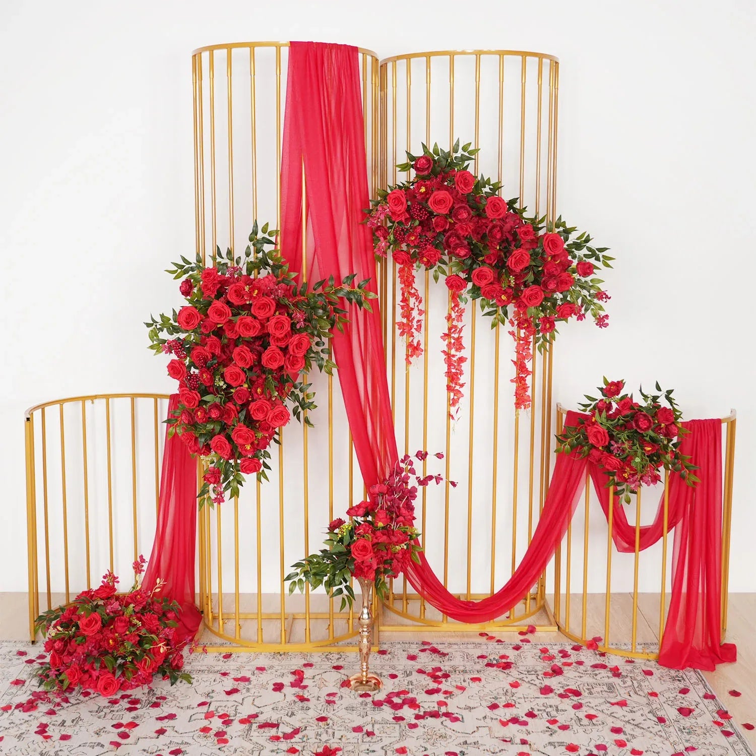 Uflower Artificial Red Wedding KT Backdrop Flower Decor SET80059 - Uflower