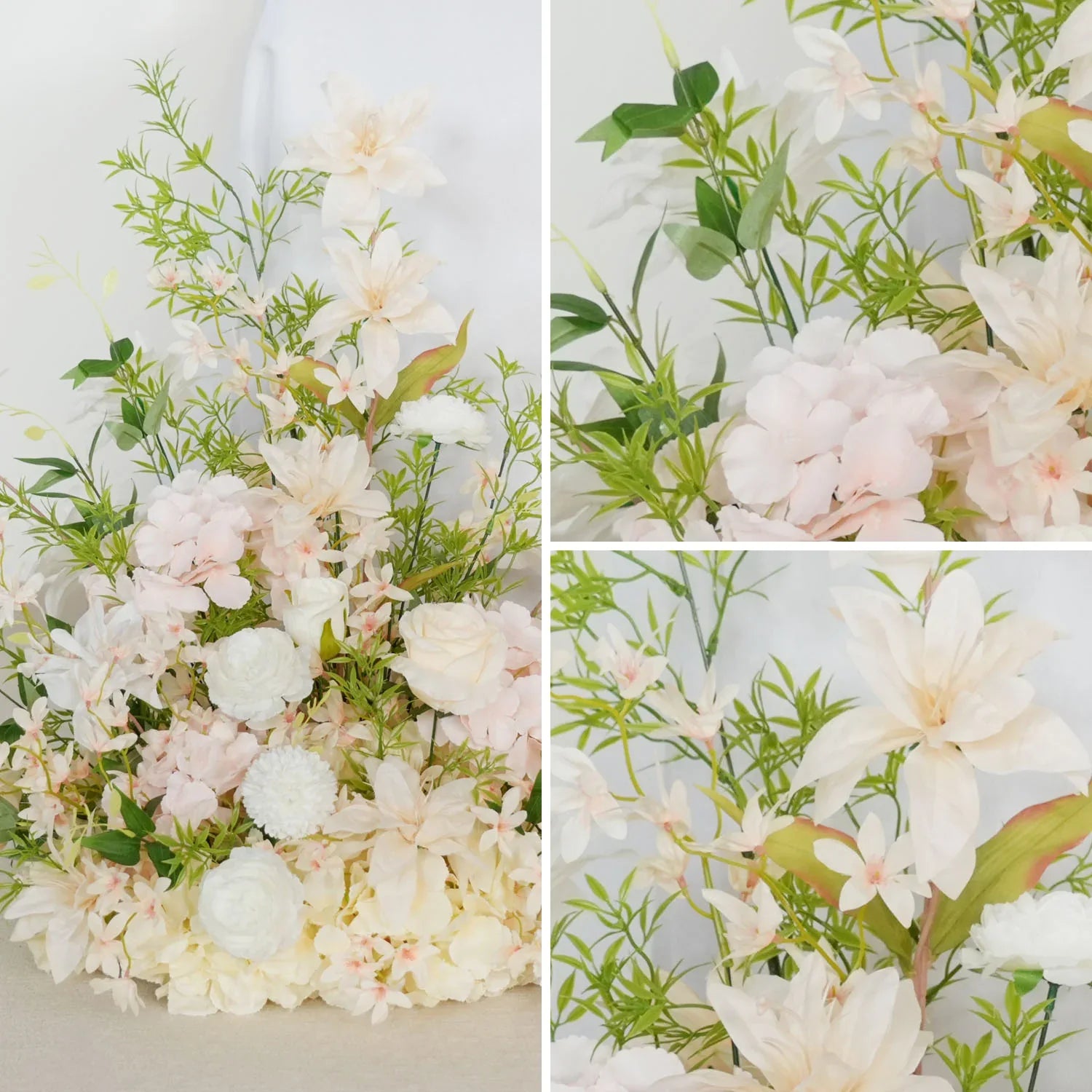 Uflower Artificial White Pink Wedding KT Backdrop Flower Row Decor SET80091 - Uflower