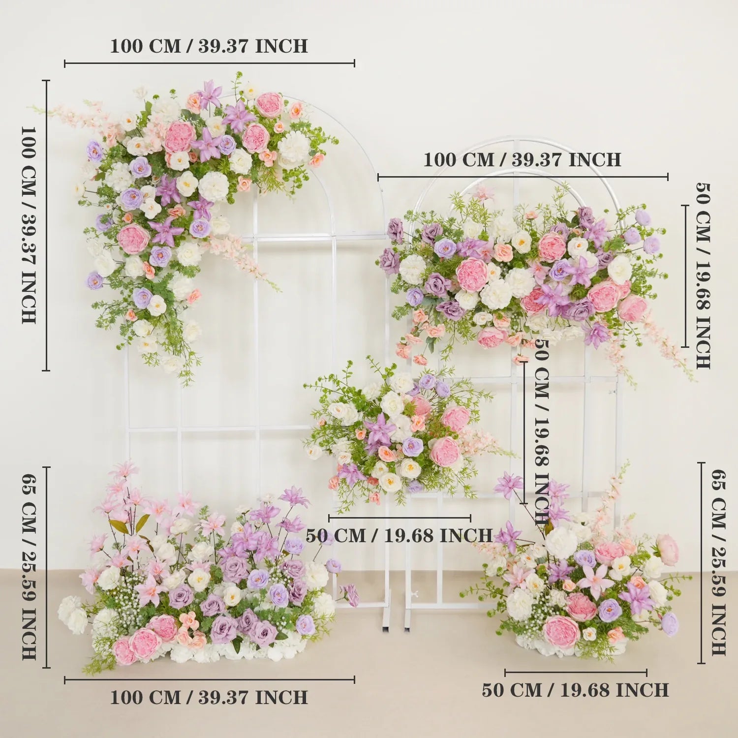 Uflower Artificial Purple Pink Wedding KT Backdrop Flower Row Decor SET80077 - Uflower