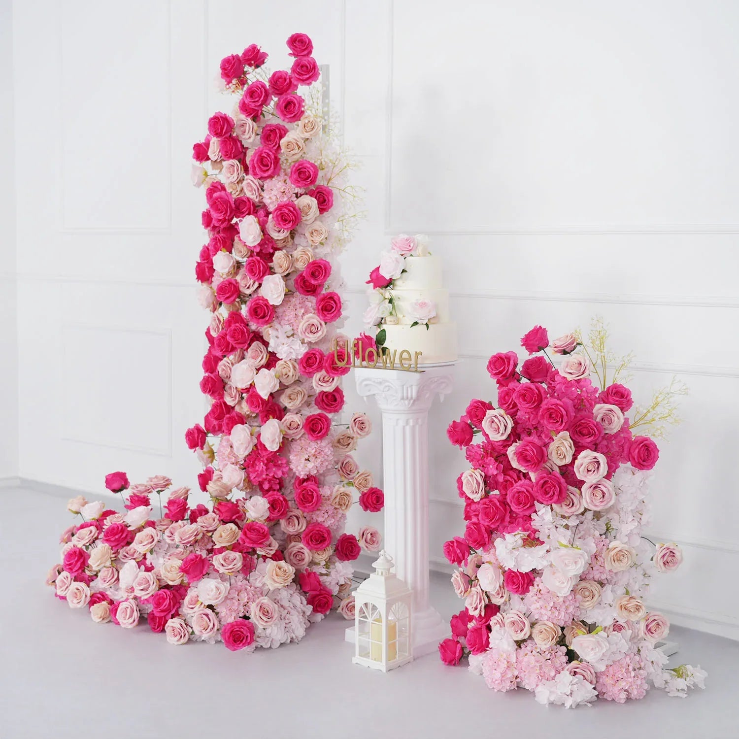 Uflower Rose red rose wedding background arch KT board decoration flower arrangement SET80092 - Uflower