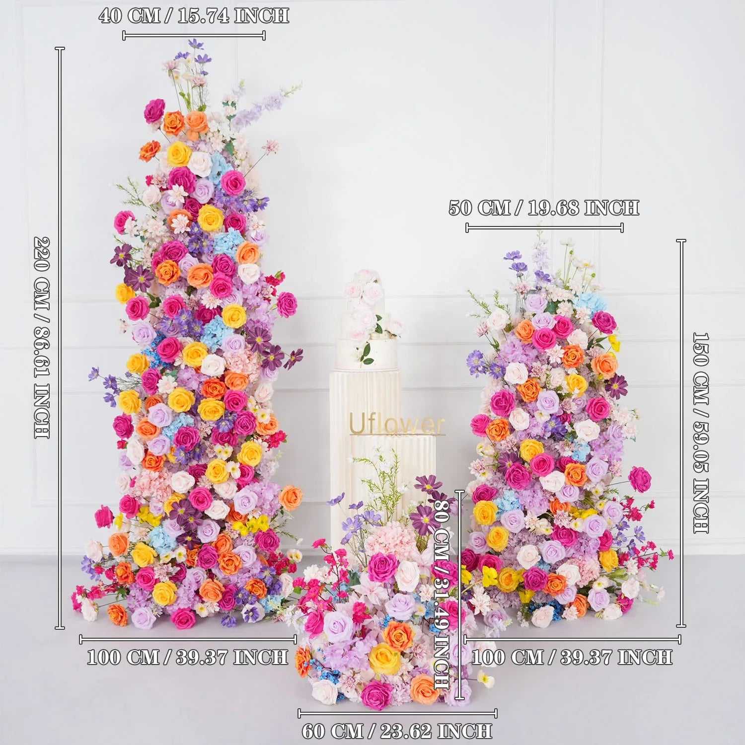 Uflower Colorful Artificial Wedding KT Backdrop Flower Row Decor SET80081 - Uflower