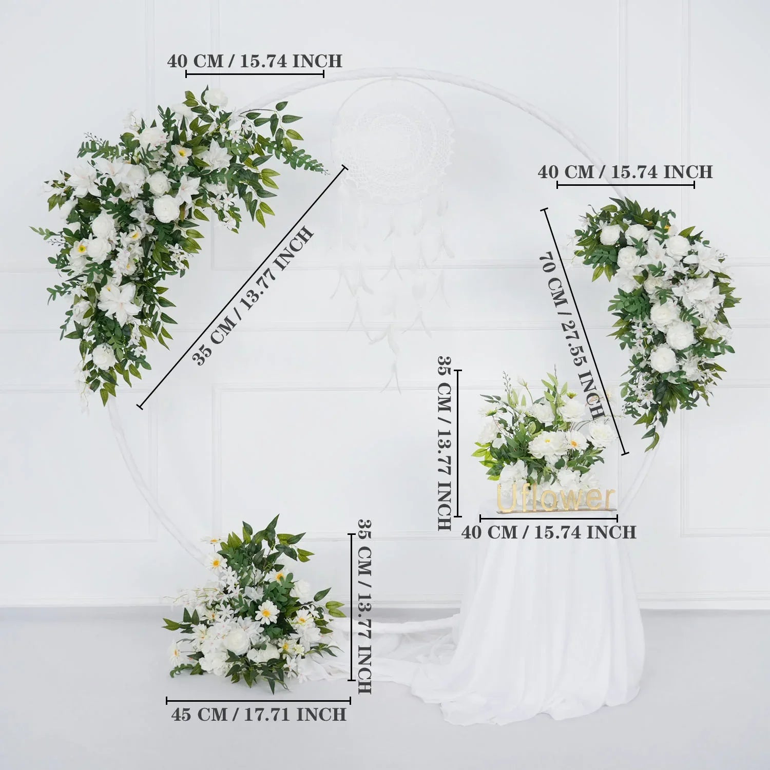 Uflower Artificial White Flower Row KT Background Wedding Decor SET80062 - Uflower