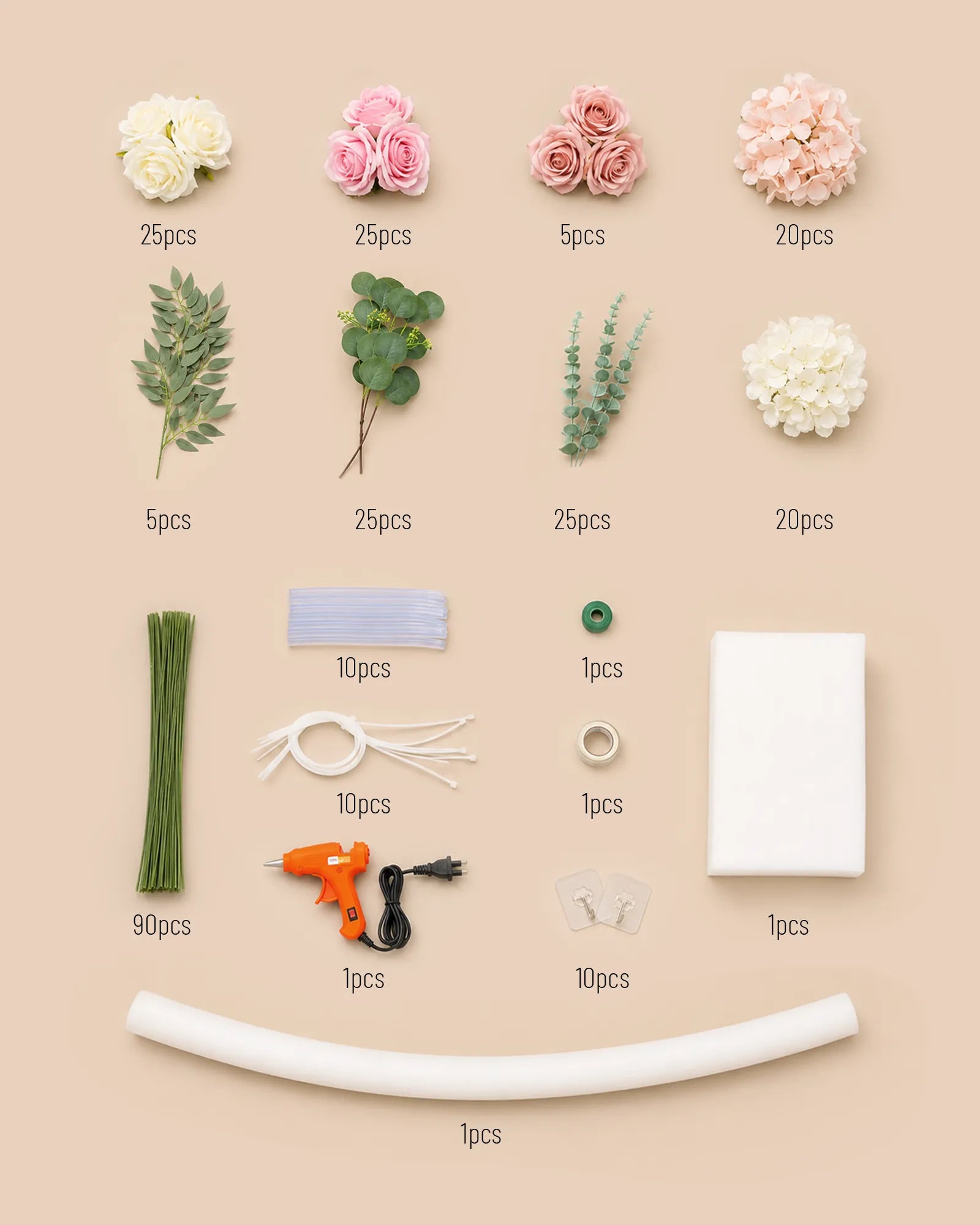 Uflower Pink and White DIY Wedding Flower Kit – Artificial Floral Arrangement Box MJ89001-01