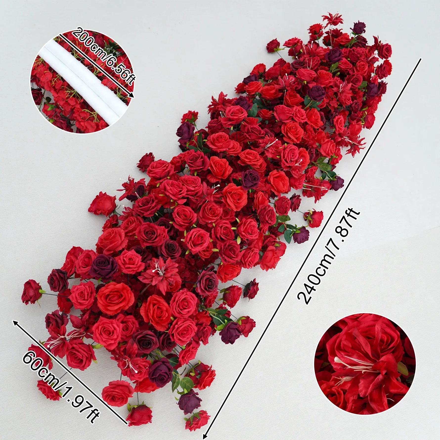 Uflower Artificial Flower Arch 5D Red Burgundy Roses Wedding Decor SET80044 - Uflower