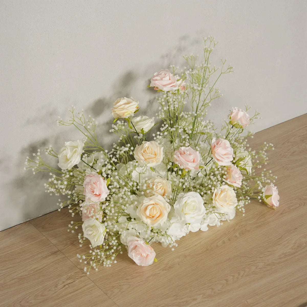 Uflower Champagne White Babysbreath Rose Arrangement Wedding KT Backdrop Decor SET80131 - Uflower