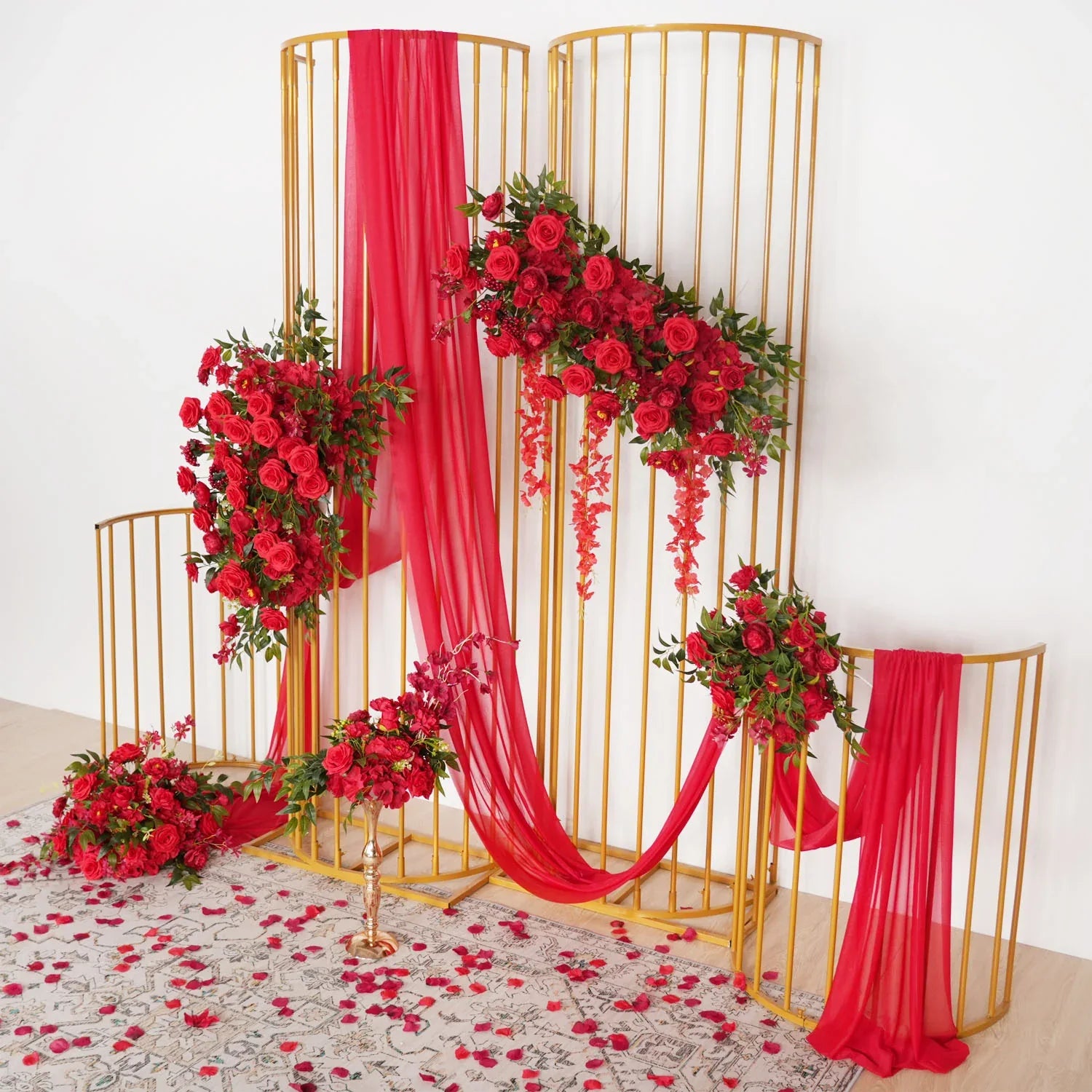 Uflower Artificial Red Wedding KT Backdrop Flower Decor SET80059 - Uflower