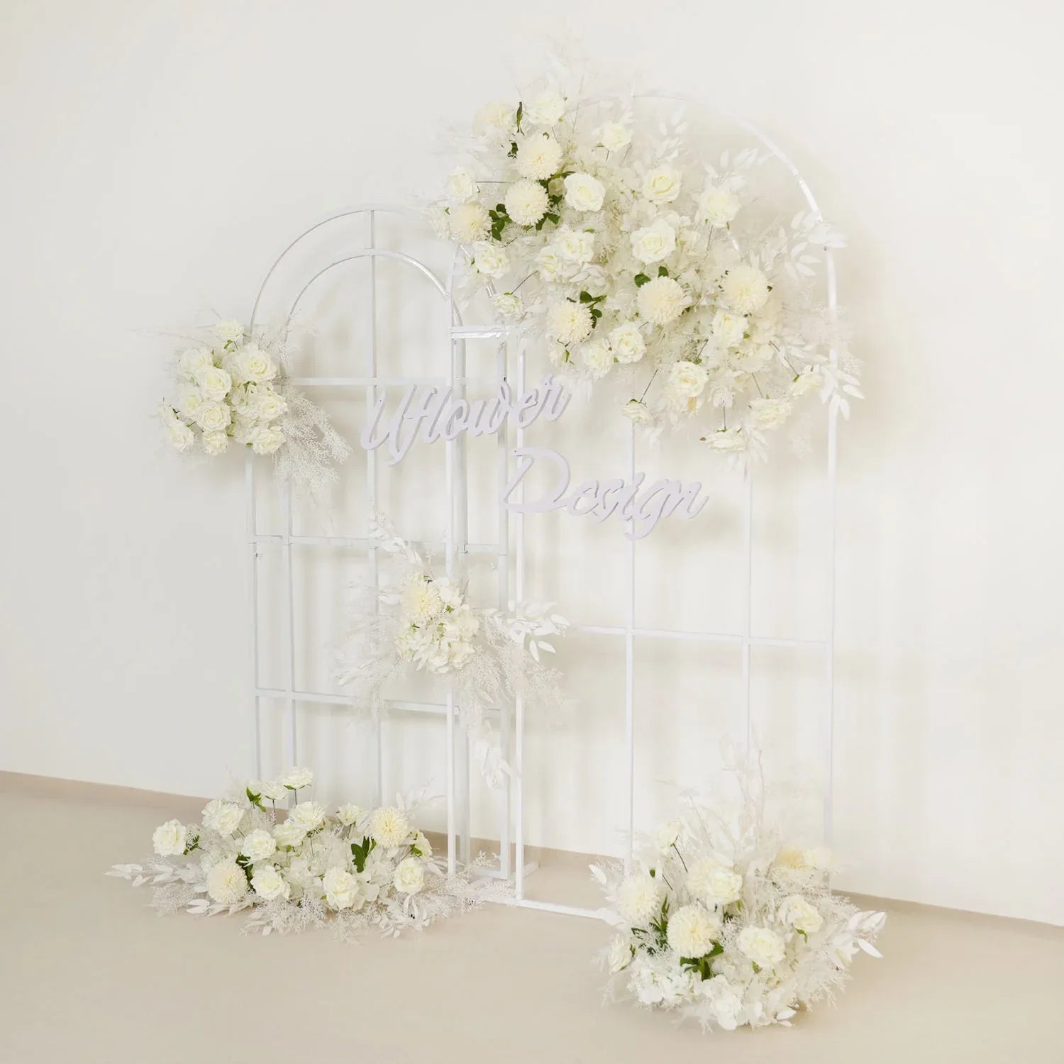 Uflower Artificial White Wedding KT Backdrop Flower Row Decor SET80061 - Uflower