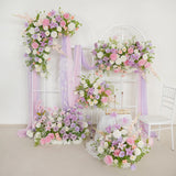 Uflower Artificial Purple Pink Wedding KT Backdrop Flower Row Decor SET80077 - Uflower