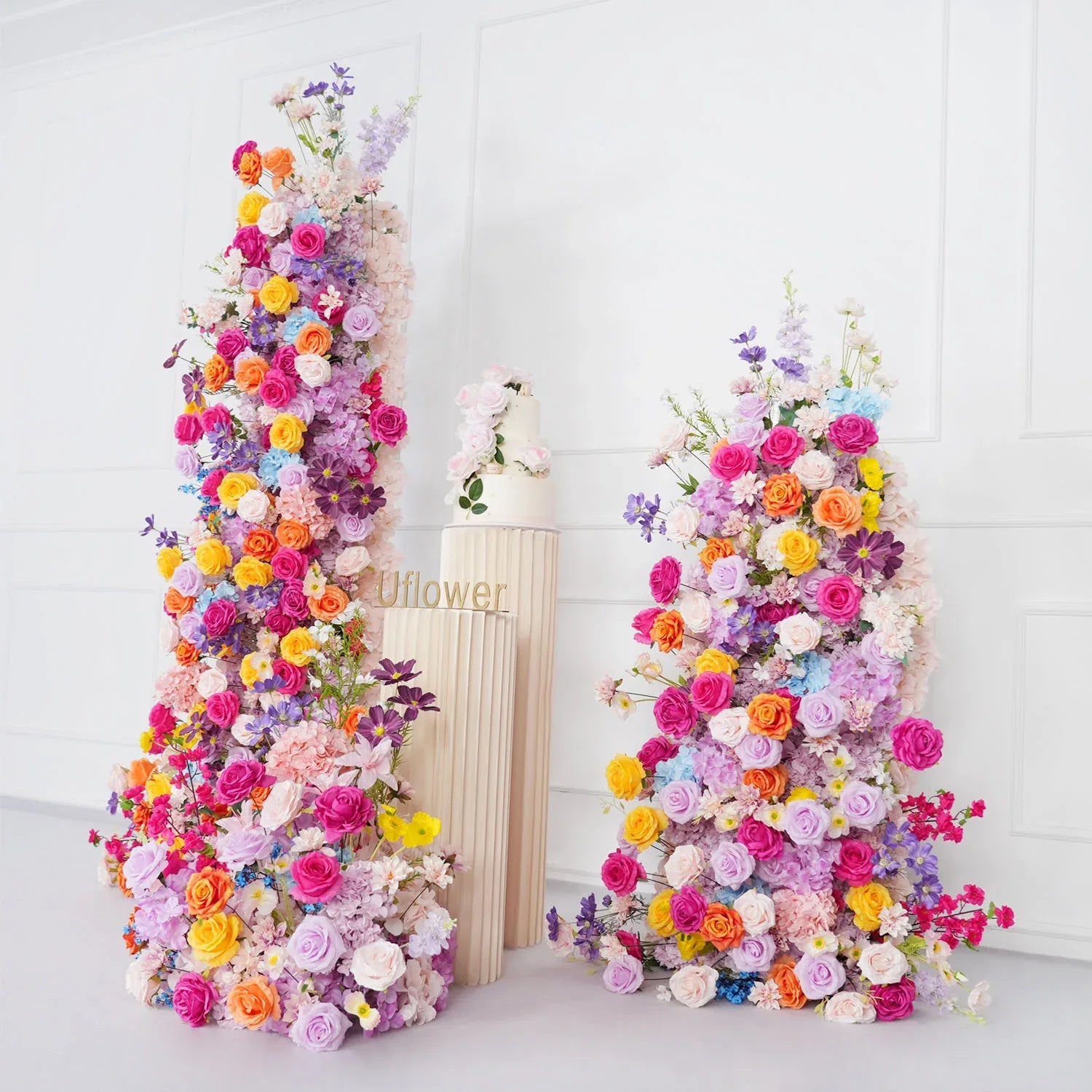 Uflower Colorful Artificial Wedding KT Backdrop Flower Row Decor SET80081 - Uflower