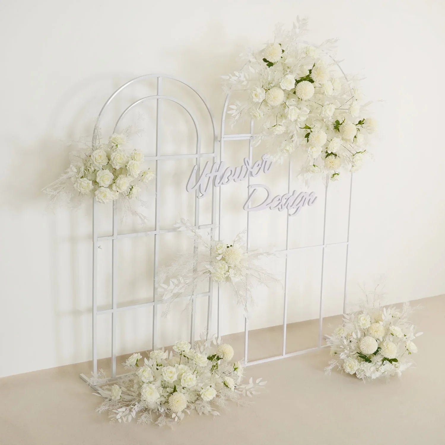 Uflower Artificial White Wedding KT Backdrop Flower Row Decor SET80061 - Uflower