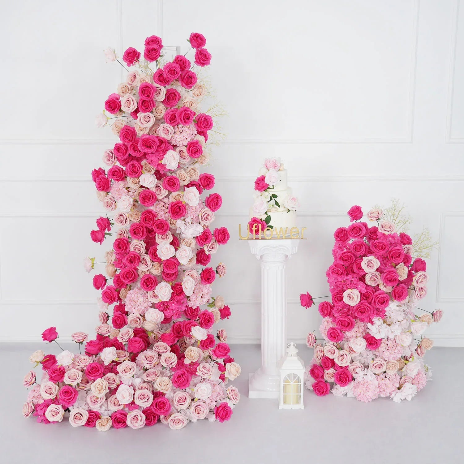 Uflower Rose red rose wedding background arch KT board decoration flower arrangement SET80092 - Uflower