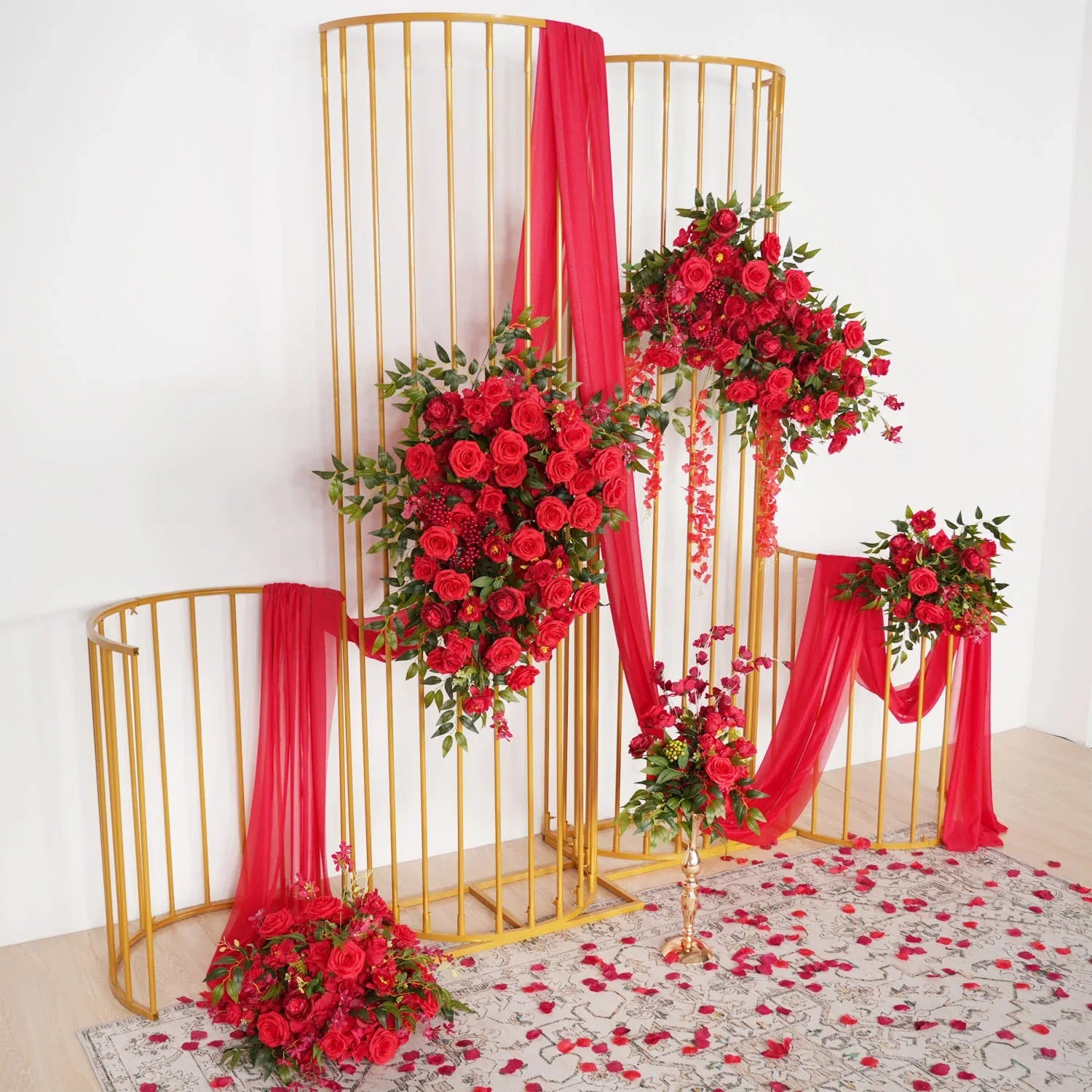 Uflower Artificial Red Wedding KT Backdrop Flower Decor SET80059 - Uflower