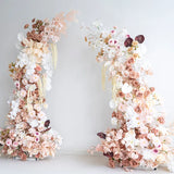 Uflower Brown Floral Arrangement Horn Arch Wedding Backdrop Props SET80222-01