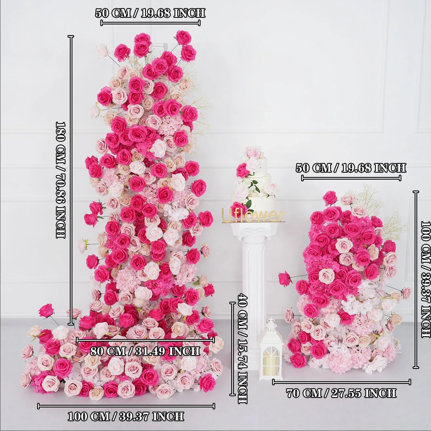 Uflower Rose red rose wedding background arch KT board decoration flower arrangement SET80092 - Uflower