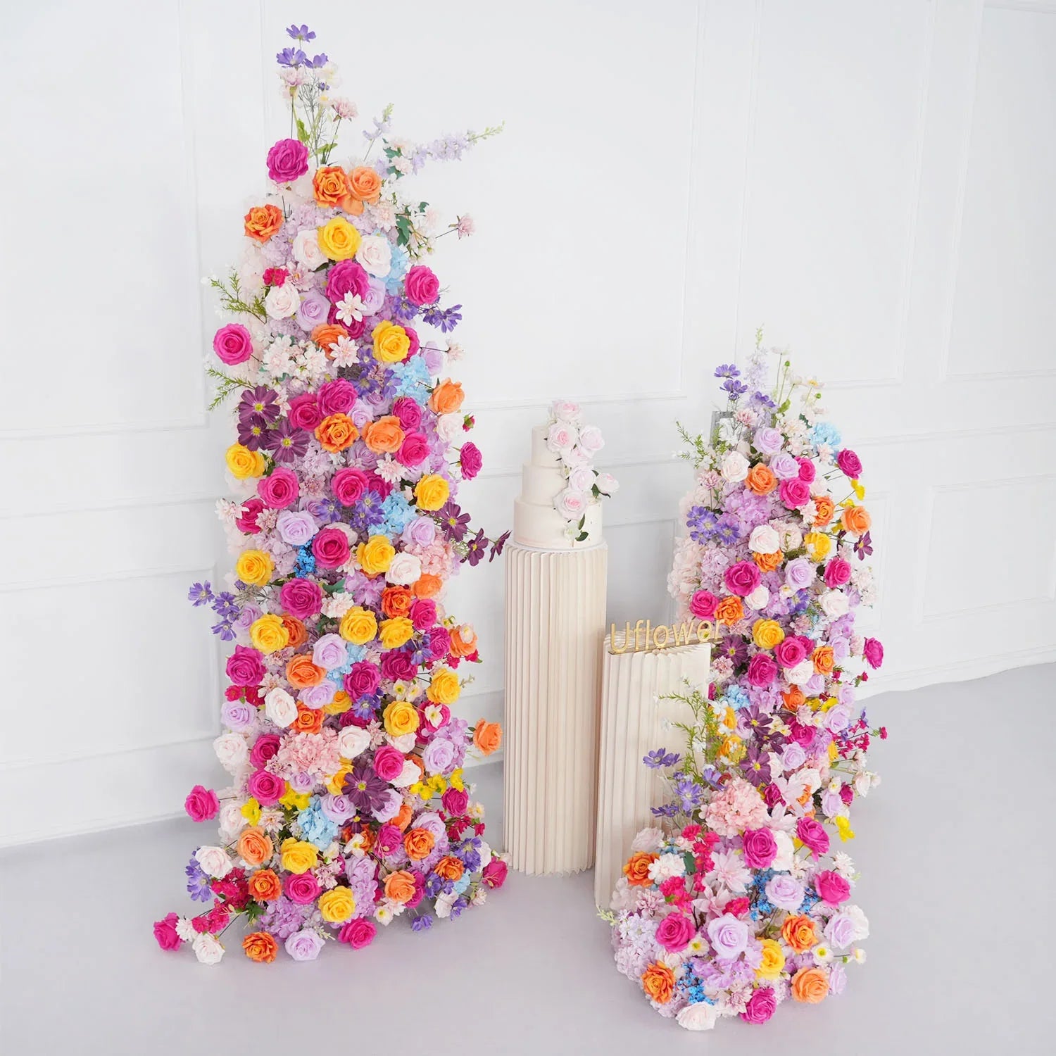 Uflower Colorful Artificial Wedding KT Backdrop Flower Row Decor SET80081 - Uflower